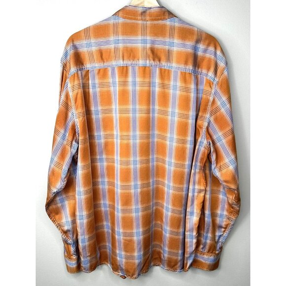Tommy Bahama Mens Shirt Button Up Long Sleeve Casual Orange Blue Plaid X-Large - Picture 2 of 13